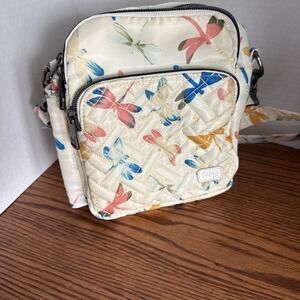 Lug Can Can Purse DRAGONFLIES Cossbody Bag w/Water Bottle Holder